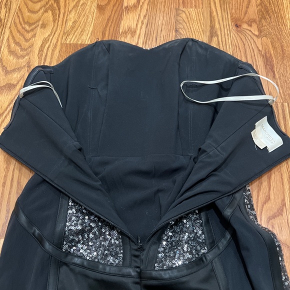 Marchesa Notte Black Sequin Strapless Dress Sz 2 - Picture 3 of 3